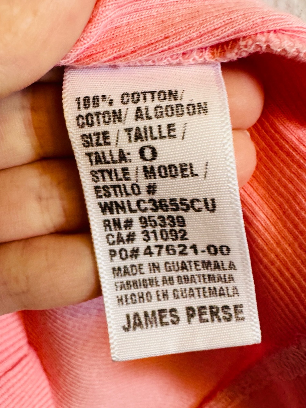 NWT Standard James Perse Ribbed Tank Size 0/XS‎ Pink Scoop Neck Cotton Quiet - Picture 7 of 7